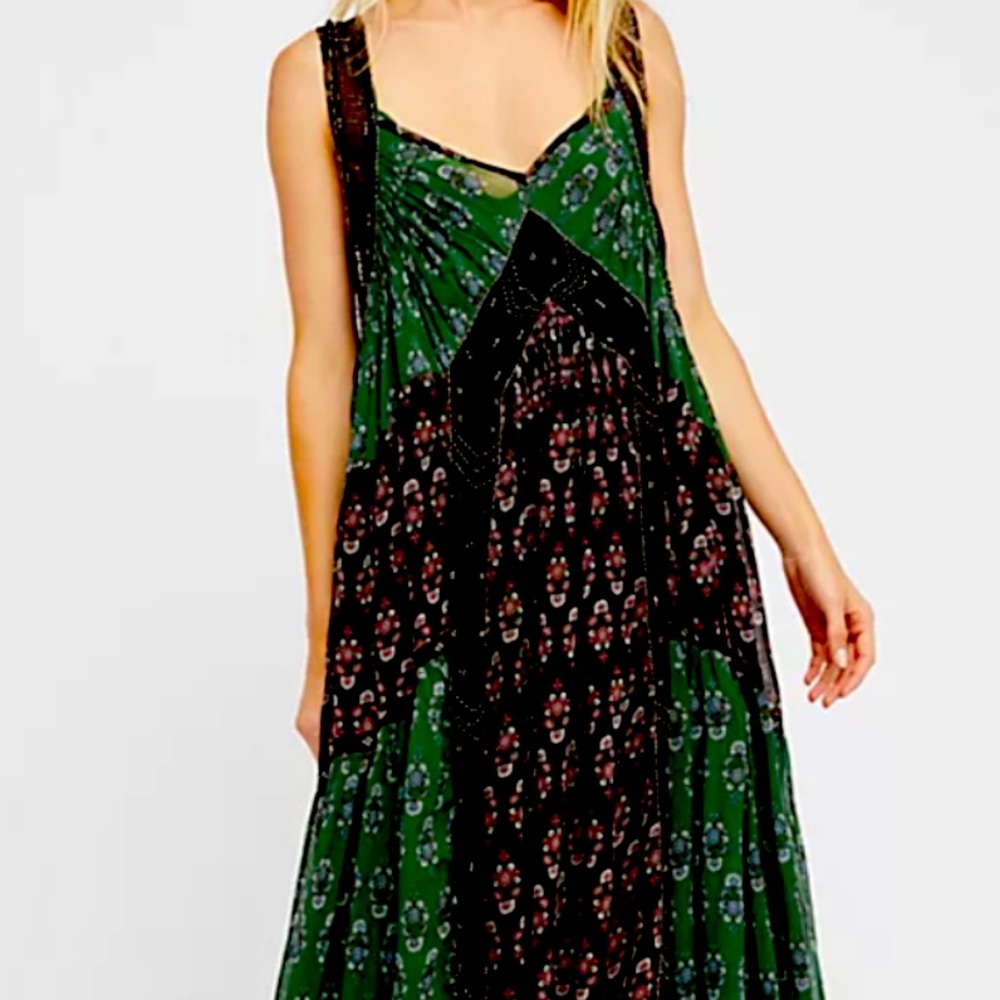 ISO Free People We Broke Free Printed Flowy Chiffon Sheer Maxi Dress Size M L XL